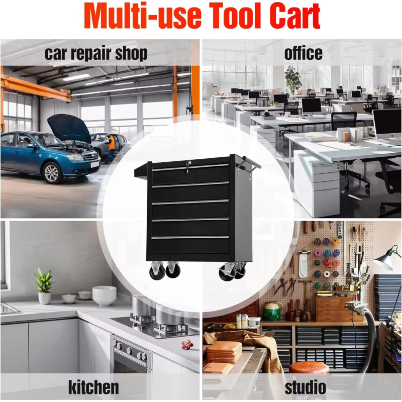 Promotional 5 Drawers Roller Cabinet Tool Trolley Mobile Toolbox Steel Rolling Tool Cabinet Rolling Tool Chest on Wheels