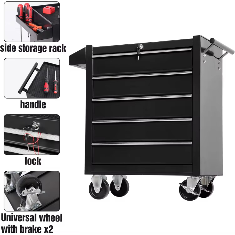 Promotional 5 Drawers Roller Cabinet Tool Trolley Mobile Toolbox Steel Rolling Tool Cabinet Rolling Tool Chest on Wheels