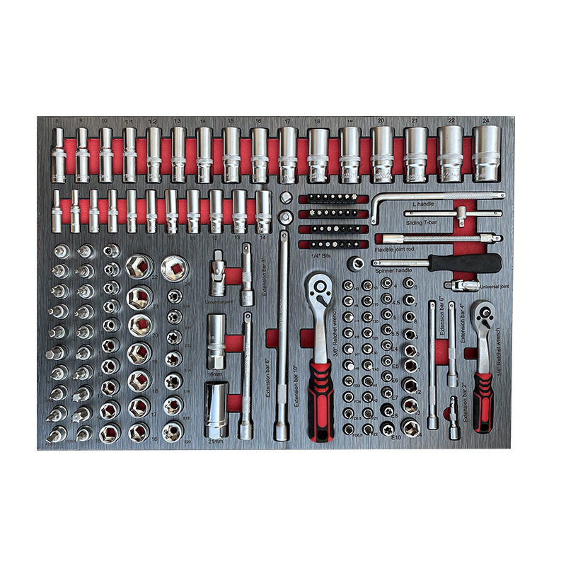 7-Drawer Trolley Box Ball Bearing Slides Locking System Tool Chest Professional Metal Tool Cabinet with 369PCS Hand Tools