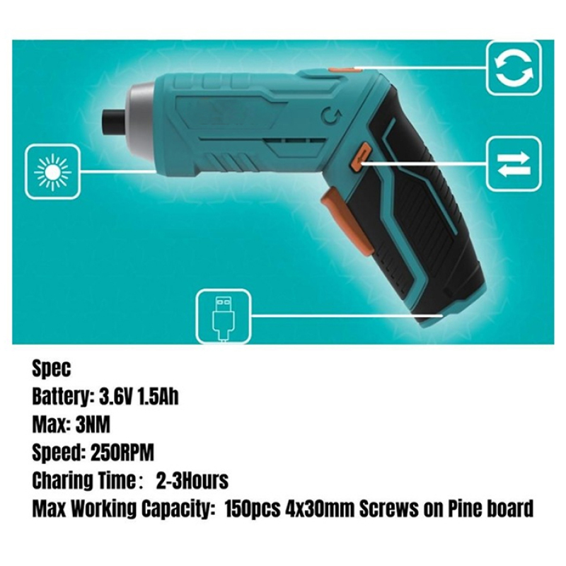 3.7v Electric Rechargeable Battery Power Screw Driver lithium cordless screwdriver