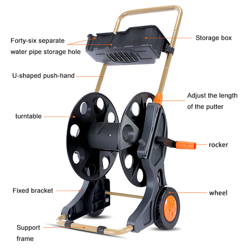 Portable Garden Water Hose Reel Cart with Wheels