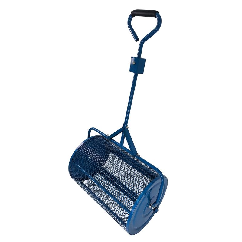 24 Inch Compost Spreader Metal Mesh Basket for Grass Seed Lawns Manure Fertilizer & 16.5 Inch Lawn Aerator Tool