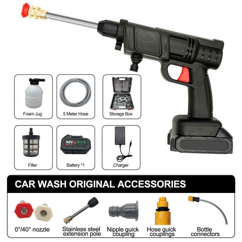 Wholesale Cordless Portable High Pressure Electric Car Washer Gun with 21V/48V /98V Rechargeable Battery Powered Car Wash Gun