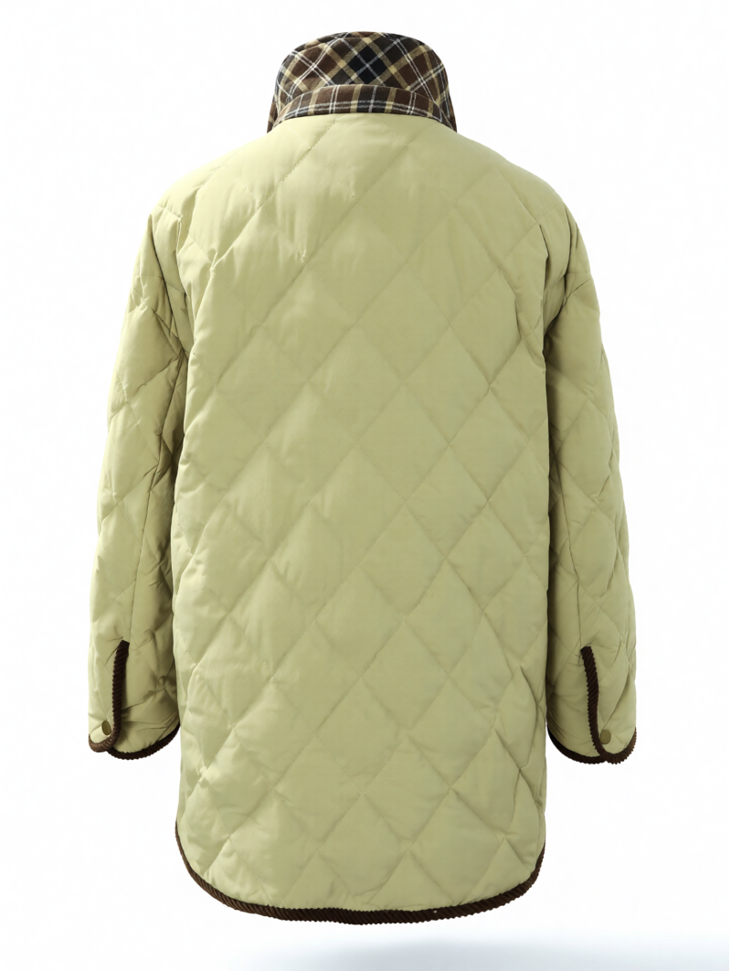 Beige Corduroy Quilted Coat