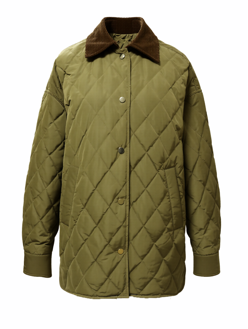 Olive Corduroy Quilted Coat