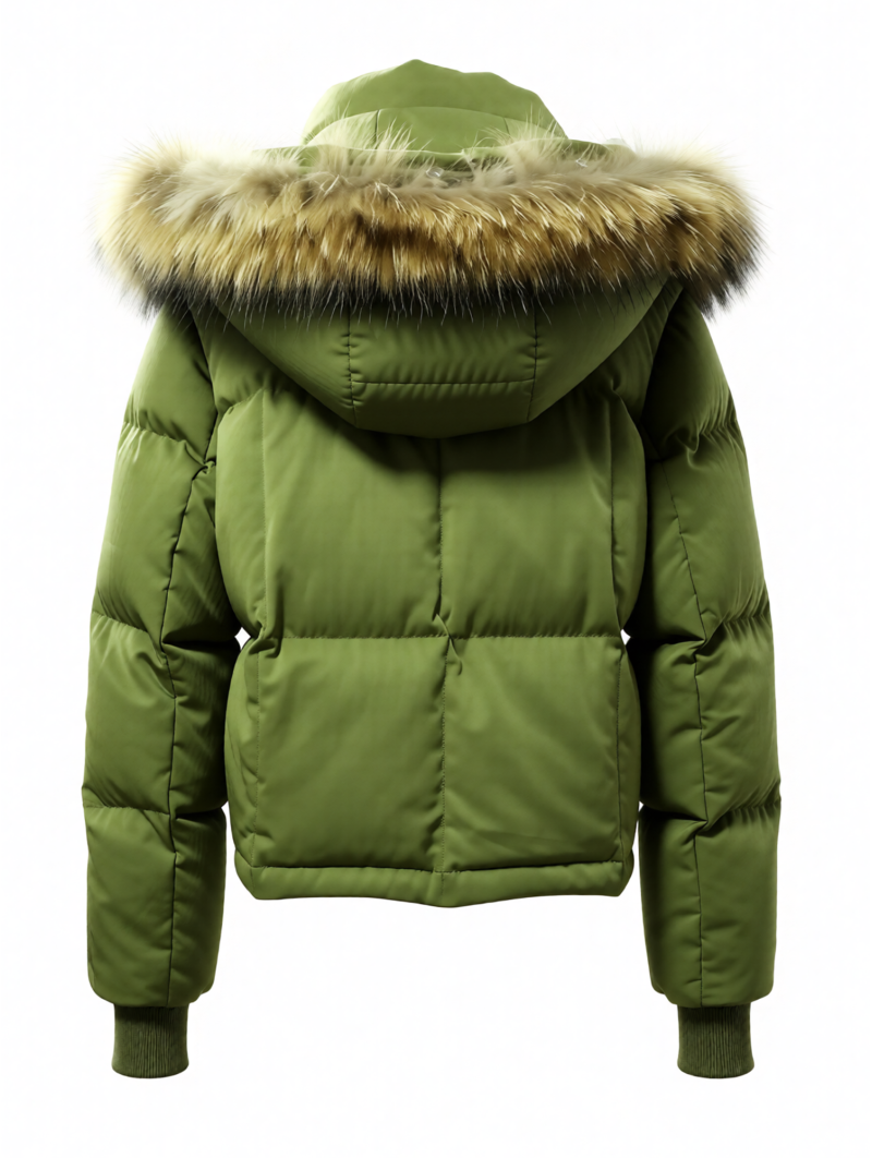 Green Fur Hood Puffer Jacket