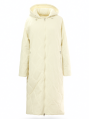 Cream Hooded Long Puffer Coat