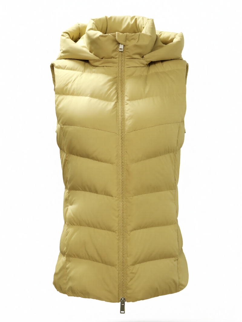 Khaki Hooded Puffer Vest
