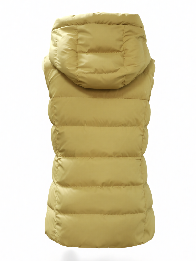 Khaki Hooded Puffer Vest