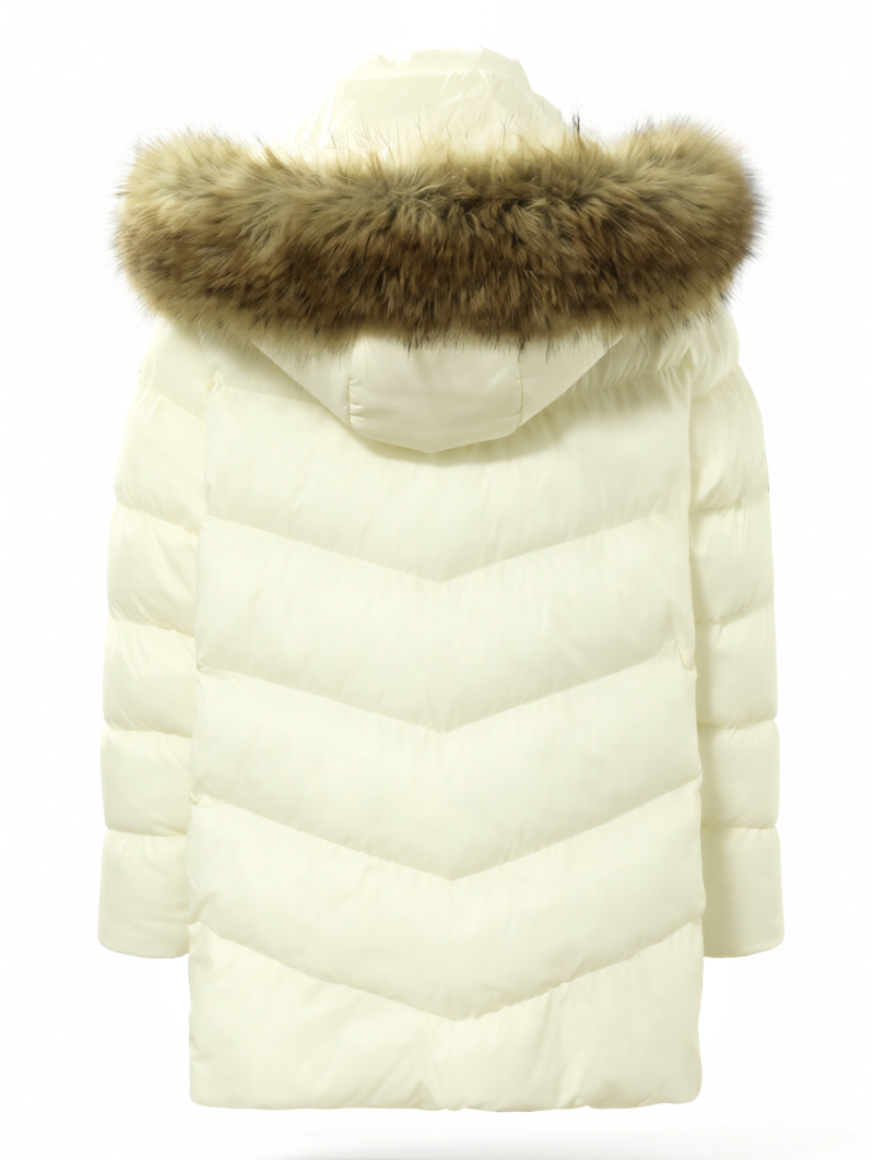 White Fur-Trim Puffer Jacket