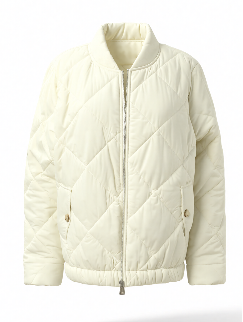 Cream Quilted Puffer Jacket