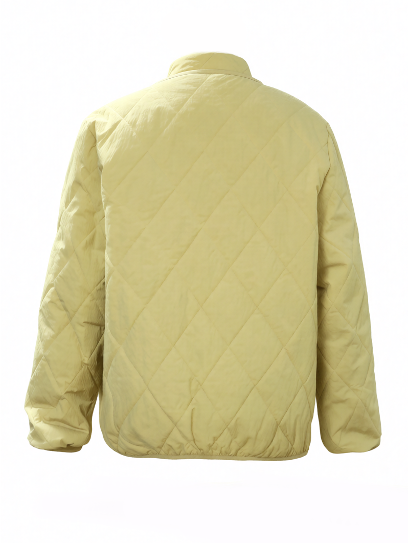 Light Yellow Button-Front Puffer Jacket