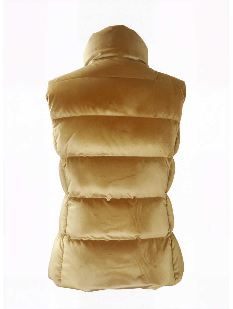 Beige Velvet Puffer Vest