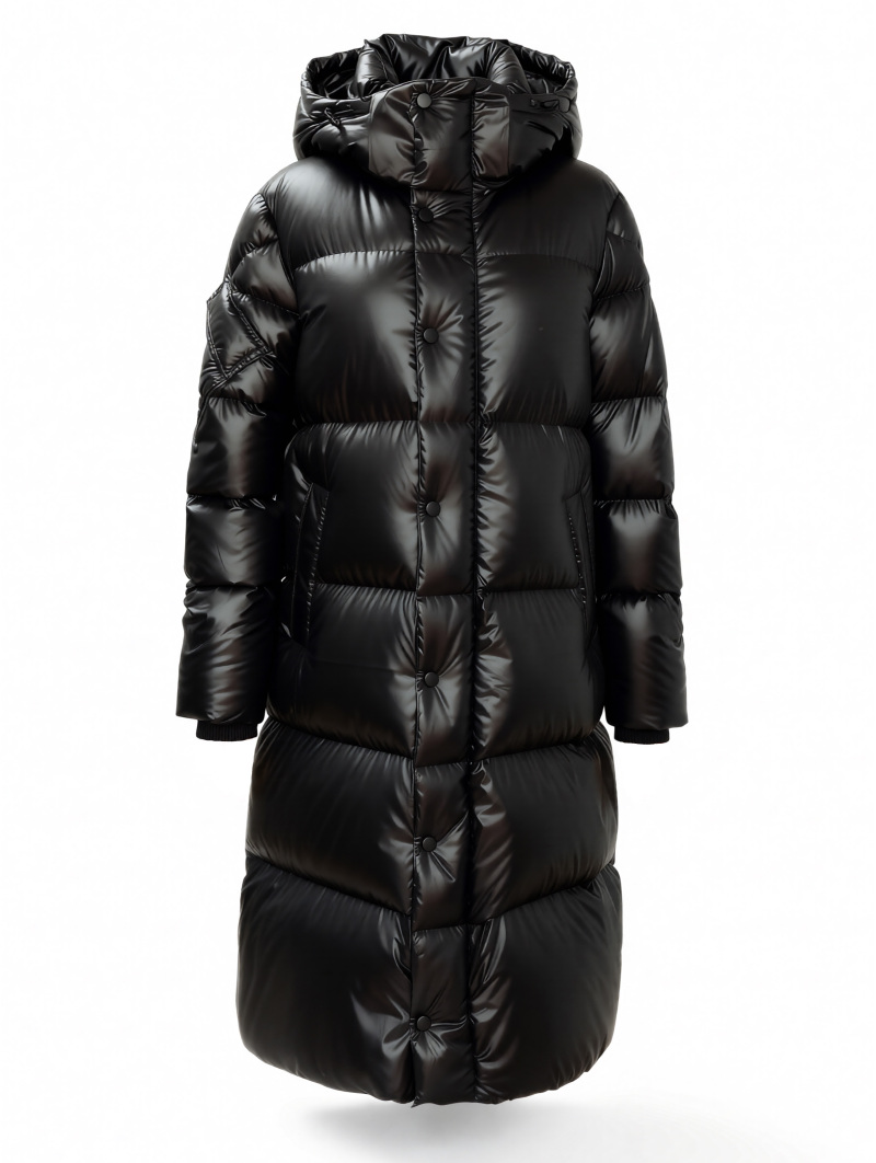 Black Shiny Long Puffer Coat