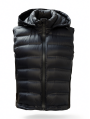 Black Shiny Hooded Puffer Vest