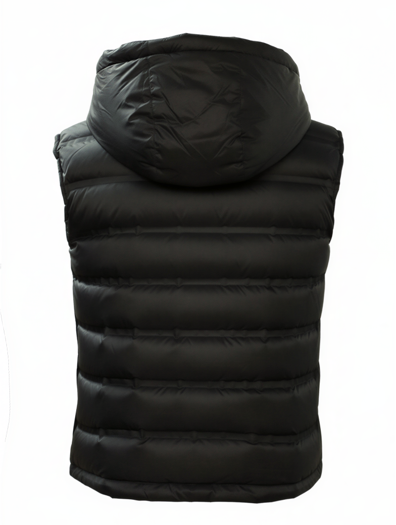 Black Shiny Hooded Puffer Vest