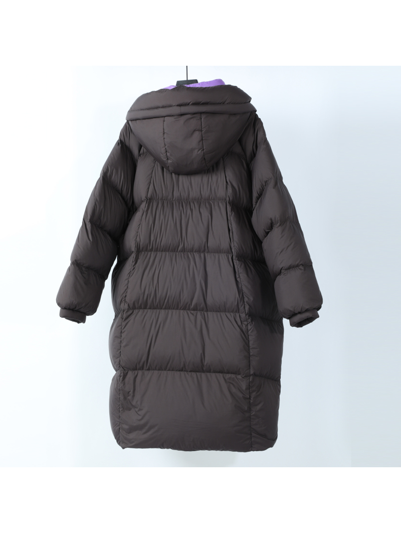 White Duck Down Puffer Jacket Women Thickened Hooded Stand Collar Coat