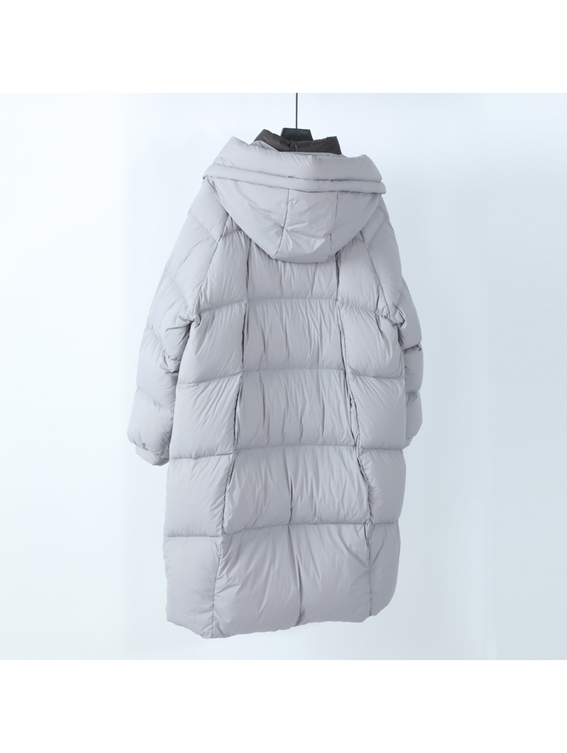 White Duck Down Puffer Jacket Women Thickened Hooded Stand Collar Coat