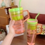 Popular Custom Plastic Big Capacity Water Juice Bottle Eco-Friendly 40oz Tumbler with Handle and Straw