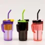 Popular Custom Plastic Big Capacity Water Juice Bottle Eco-Friendly 40oz Tumbler with Handle and Straw