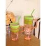 Popular Custom Plastic Big Capacity Water Juice Bottle Eco-Friendly 40oz Tumbler with Handle and Straw