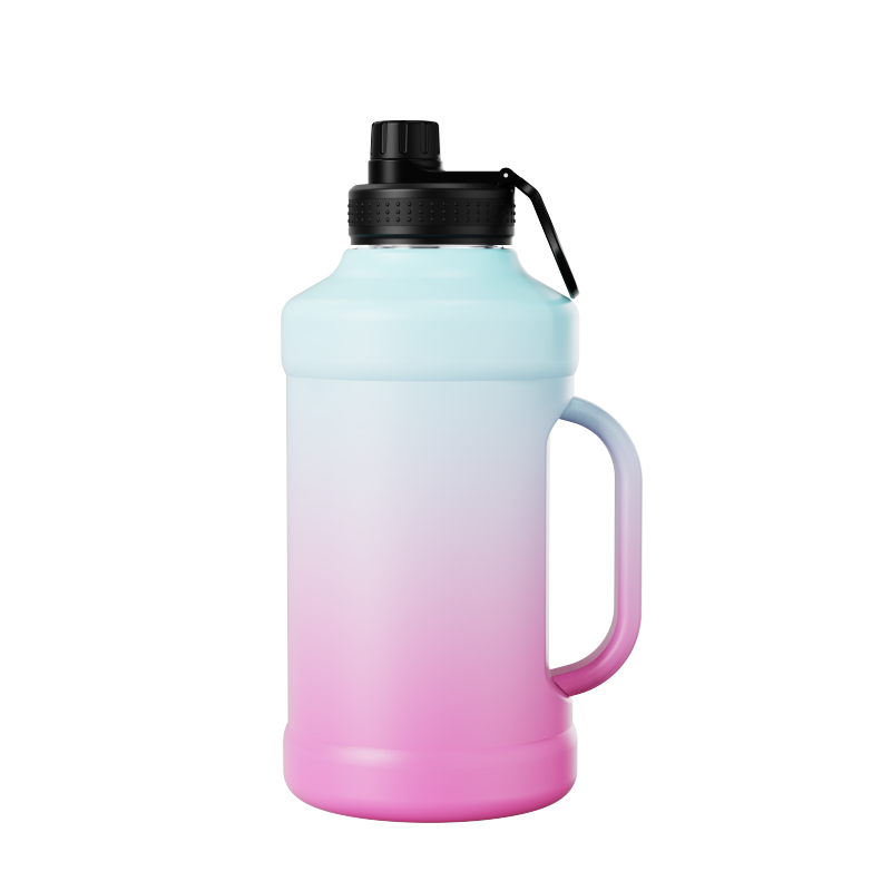 Fashion 64oz Double wall BPA free insulated stainless steel sports bottle for gym custom sports water jug with handle For Gym