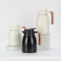 Hot sale high quality coffee tea pot stainless steel vacuum insulated coffee mug with wooden handle thermos tea coffee pot