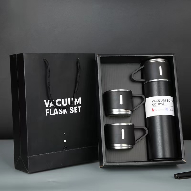 Best-Selling Custom 304 500ml Stainless Steel Water Bottle Vacuum Flask Set With One Cup Two Lid With best quality