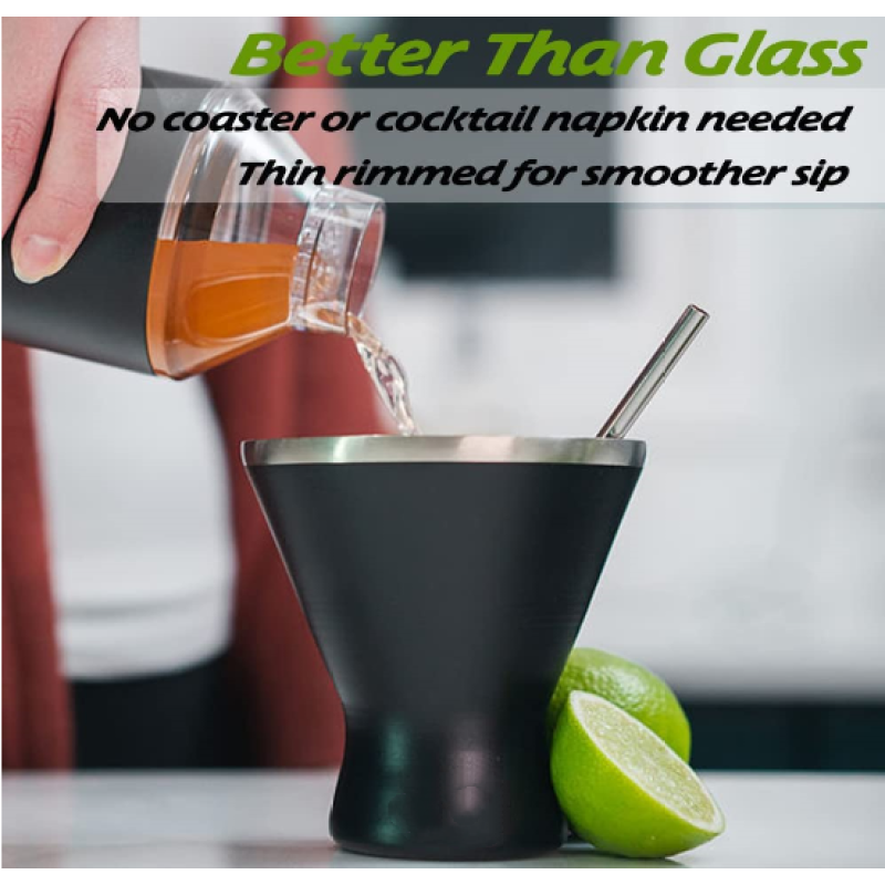 Hot Sale Stainless Steel 10oz Martini cup Insulated Margarita Glass with Lid Cocktail cup