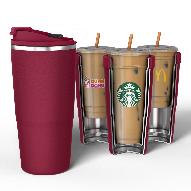 Hot Selling 4 in 1 Stainless Steel Insulated Double Walled Cooler Vacuum 16oz Coffee Cup insulator With Leak Proof Coffee Lids