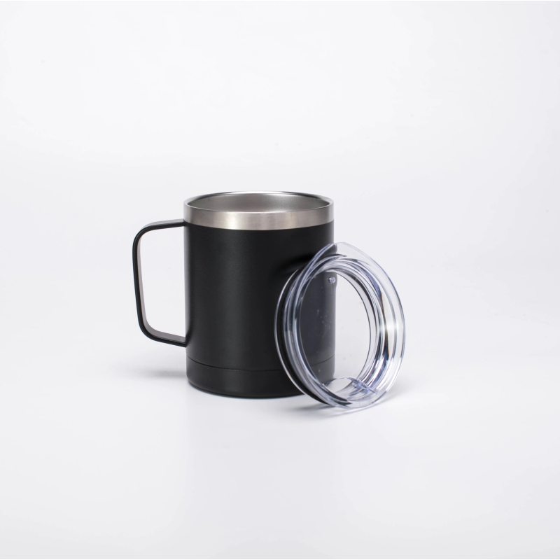 Blank Sublimation Portable Matte Hot Drink Mug Double Wall Cup Stainless Steel Tumbler Travel Coffee Mug With Handle& Lid