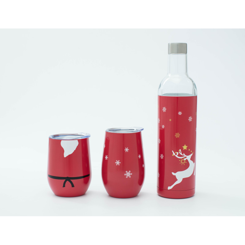 Morden Style Christmas Wine Bottles Stainless Steel Water Bottle with Lovely Customized Logo And 12oz Wine Tumbler