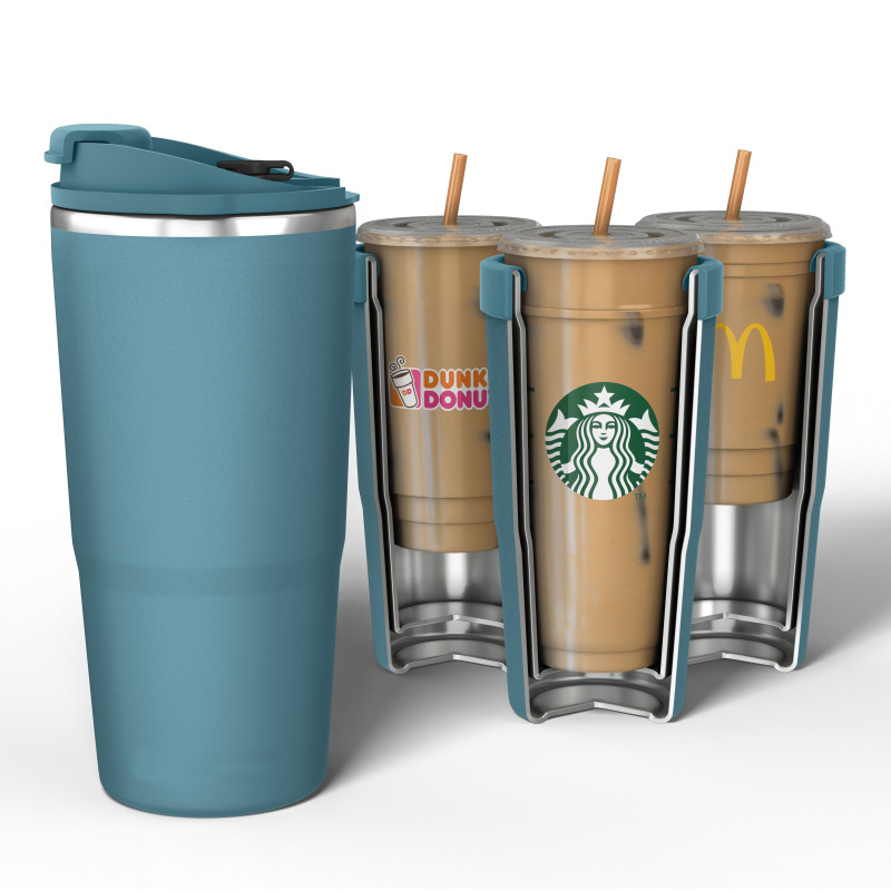 New Items Vacuum Insulated Double Wall 18/8 Stainless Steel Iced Coffee Sleeve Tumbler Chiller Cooler Holder Insulator Chiller