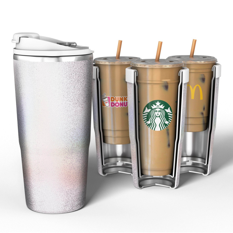 New Items Vacuum Insulated Double Wall 18/8 Stainless Steel Iced Coffee Sleeve Tumbler Chiller Cooler Holder Insulator Chiller