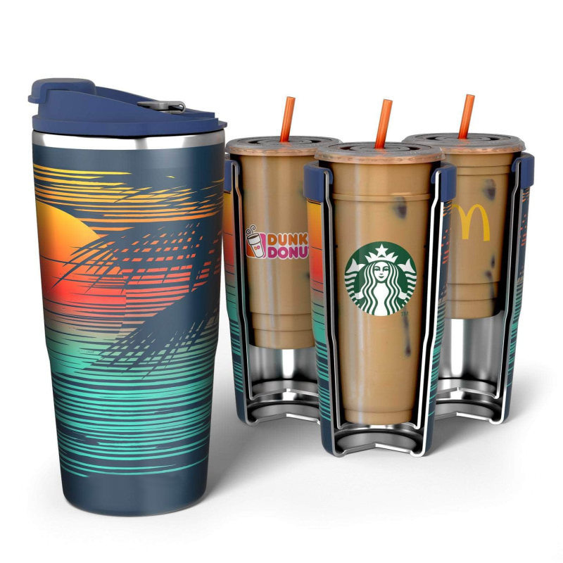 New Items Vacuum Insulated Double Wall 18/8 Stainless Steel Iced Coffee Sleeve Tumbler Chiller Cooler Holder Insulator Chiller