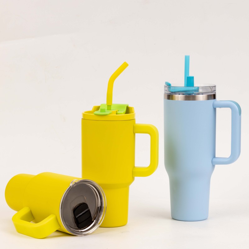 Wholesale New Design 2 IN 1 LID 30oz Kid Travel Tumbler With Straw Stainless Steel Handle Cup With Good Goods