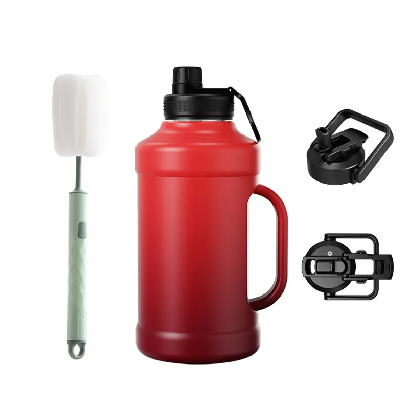 Custom Logo Double Wall Vacuum Insulated Metal Flask Wide Mouth Gym Sports Drinking Water Bottle