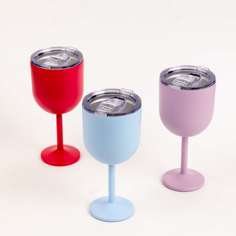 New Product Wholesale Stainless Steel Insulated Tall Stemmed Wine Glasses With Best-selling custom