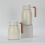 Promotional oem sustainable vacuum flask gift set milk Wooden handle insulated jug