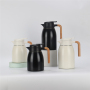 Promotional oem sustainable vacuum flask gift set milk Wooden handle insulated jug