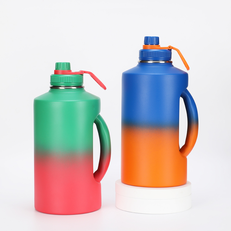 Factory Wholesale Stainless Steel Vacuum Insulated Water Jug 2.2L Gallon Craft Beer Growler Water bottle with handle straw lids