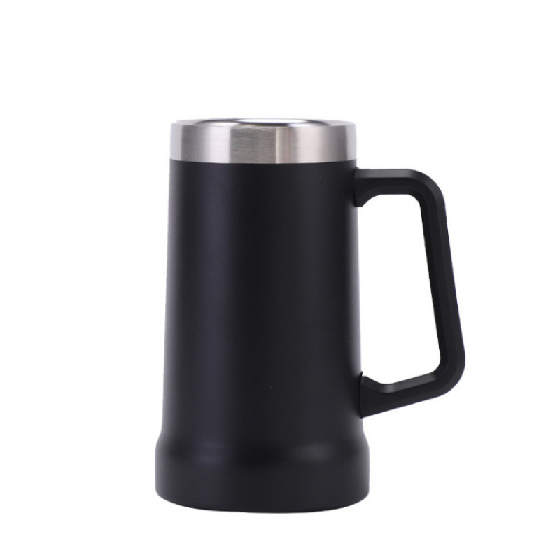 Adventure Big Hand Grip Beer Stein 24oz Stainless Steel Double Wall Vacuum Flasks & Thermos Cup Tankard Beer Mug with Handle