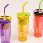 Customized New Products Plastic Tumbler with Handle Convenient Portable Drinking Cups with New Design Style Straw