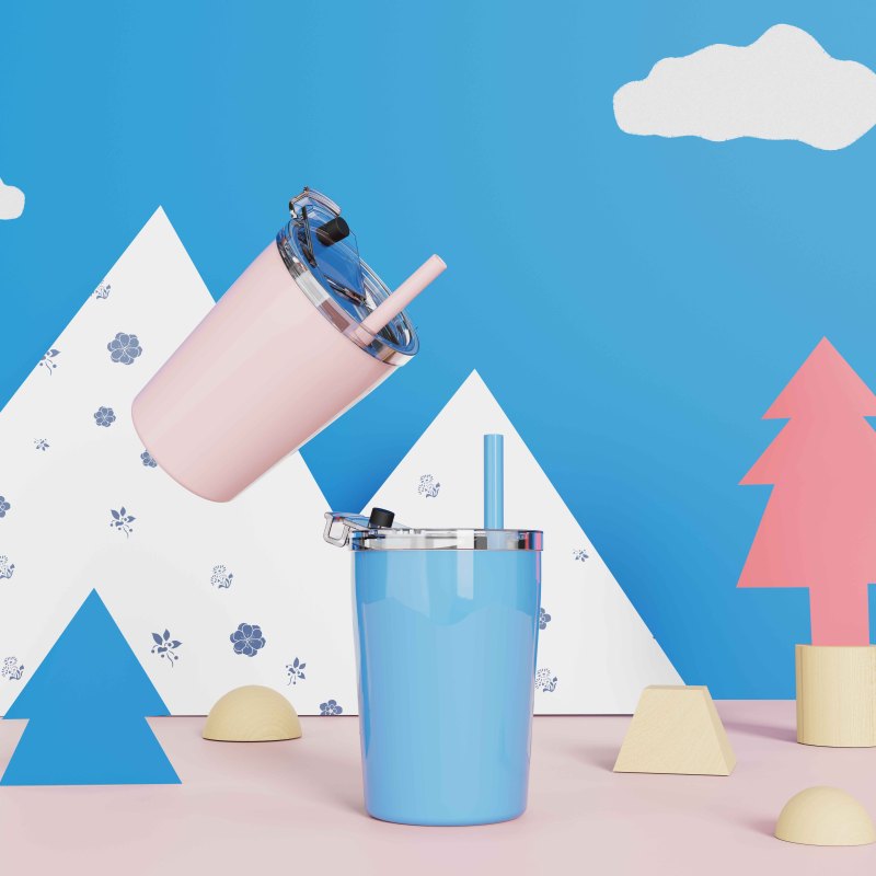 Popular Wholesale 8OZ custom cartoon dinosaur kids double wall Stainless Steel tumbler clear with lids and straw