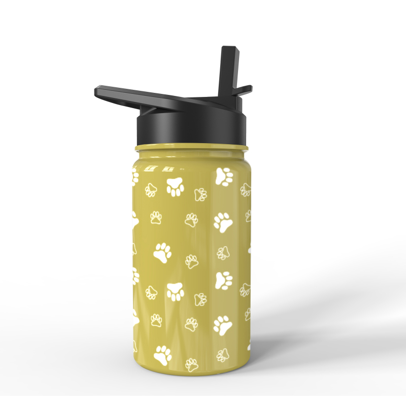 14oz Double Wall Kids Water Bottle Stainless Steel Water Bottle Insulate Vacuum Bottle with Lid and Straw