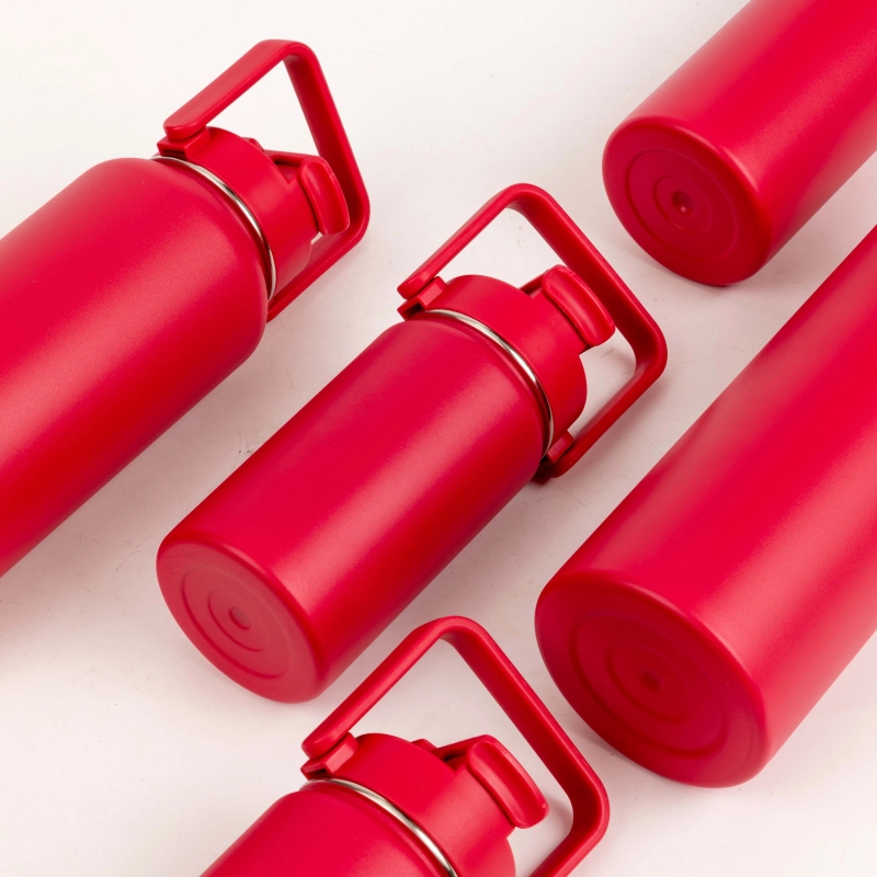 2023 Patent New Lid Stainless Steel Vacuum Insulated Sports Water Bottles With Handle Straw Outdoor Style