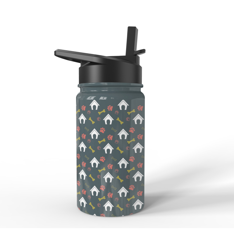 BPA Free Kid Water Bottle Double Wall Vacuum Insulate Bottle with Lid Straw Outdoor Sports Kids Bottle for School