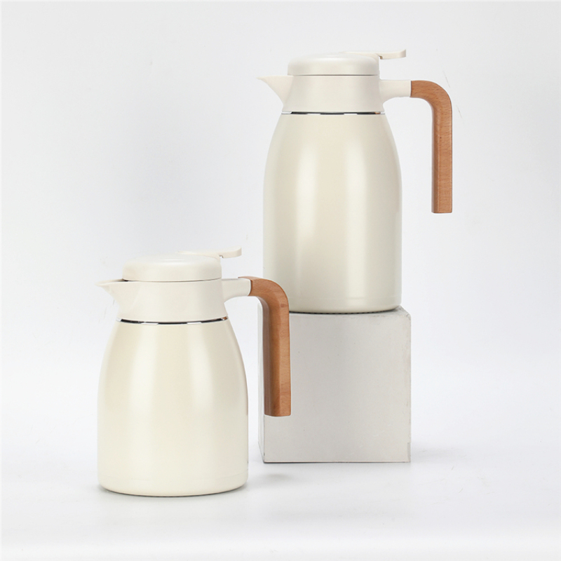 Top quality Wooden handle vacuum flasks thermoses insulated cooler insulating jug for hot water