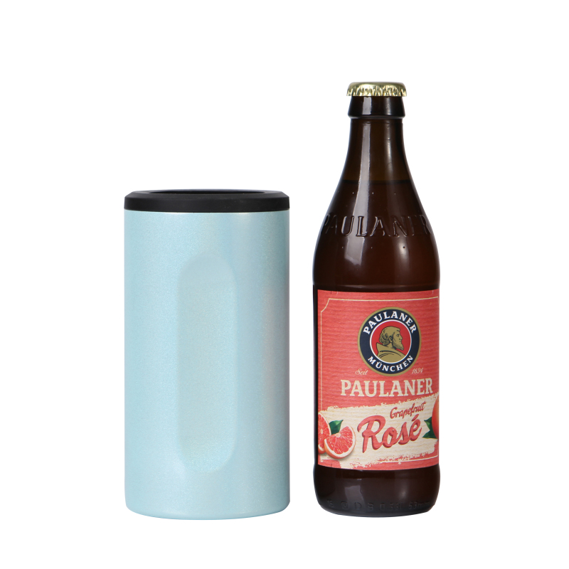 Wholesale 12 oz 3 in 1 Stainless Steel Vacuum Triple Glitter Insulated Multi-function Skinny Universal Portable Can Cooler