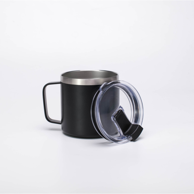 14 OZ Custom Double Wall Vacuum Insulated Stainless Steel Travel Coffee Mug with Handle BPA Free Lid